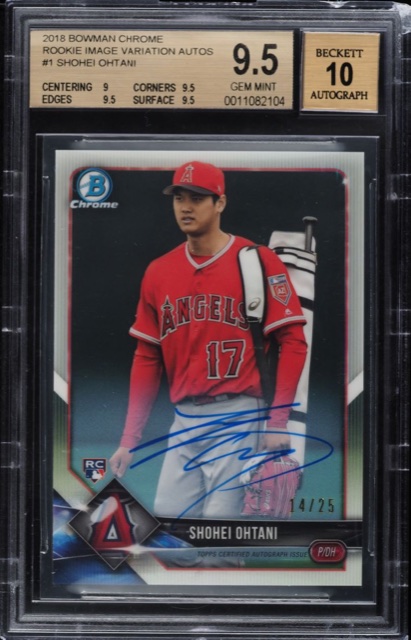 2018 Bowman Chrome 大谷翔平 画像違い（バット担ぎ）SP ルーキーオート /25